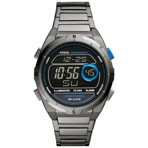 Relógio Masculino Digital de Quartzo com Pulseira de Aço Inoxidável e Cronógrafo, Fossil FS586, Prata
