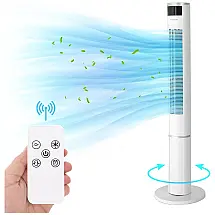 Ventilador de torre E Macht Ventilador oscilante de 43 polegadas, ventiladores de piso sem lâmina com 3 velocidades, 3 modos, oscilação 80