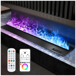 Lareira Elétrica Vapor d'Água Mexhom Multicolor Chama Atomizada Recessível Controle Remoto 200cm 110-120V