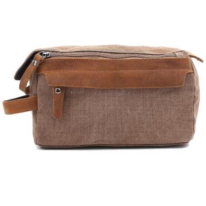 Necessaire Masculina Vintage de Couro com Forro à Prova d, RC ROCKCOW, Marrom