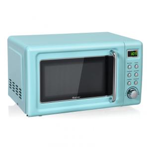 Micro Ondas Retrô de Bancada com Tela LED 700W, 110v, COSTWAY, Azul