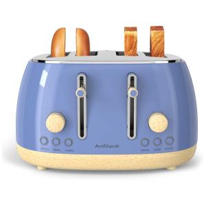 Torradeira Elétrica 4 Fatias com 6 Níveis de Tostagem, Função Descongelar e Bandejas de Migalhas Removíveis, 110V 1500W, Anfilank