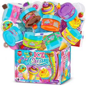 Kit Slime de Sorvete Divertido com 4 Potes de 1 L e Acessórios, FUN KIDZ