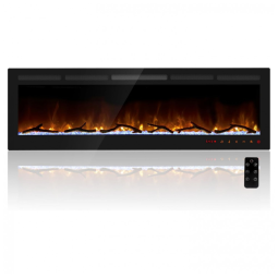 Lareira Elétrica de Embutir A45x182L com Controle Remoto e Chamas Multicolorida, 110V, Cheerway, Preta