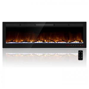 Lareira Elétrica de Embutir A45x182L com Controle Remoto e Chamas Multicolorida, 110V, Cheerway, Preta