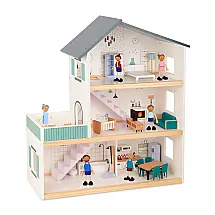Casa de Bonecas de Madeira com 3 Andares 1 Quarto para Crianças a partir de 4 anos, TOOKYLAND, Branco