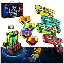 Conjunto de Pistola de Brinquedo com Laser Tag, 4 Pistolas e 4 Coletes de Exibição de Pontuação em LED Digital para Crianças de 6 a 14 Anos
