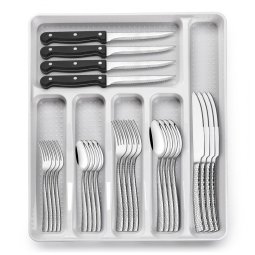 Conjunto de Talheres de 49 Peças em Aço Inoxidável com Organizador - Elegância e Durabilidade para suas Refeições,EWFEN