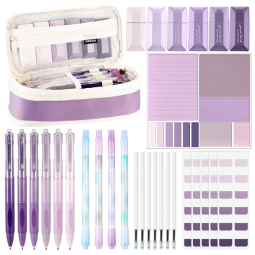 Kit escolar estético Janlaugh 38 peças com estojo, canetas, marcadores, fitas corretivas, notas adesivas e marcadores de página