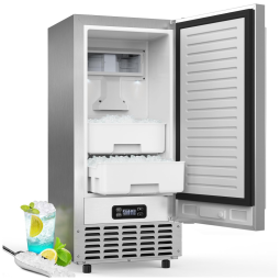 Máquina de Gelo Profissional, Que Produz 30 kg em 24H com Função Autolimpeza e Temporizador até 24H, 110V 183W, Joy Pebble Z5830N, Prata