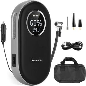 kangsitp Mini Compressor de Ar Elétrico Automotivo Portátil 12V 150 PSI c/Luz LED e Painel Digital.