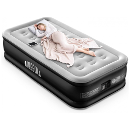 Colchão Inflável Solteiro com Bomba Embutida, Para até 300KG, Airefina, Cinza