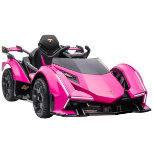 Aosom Carro Elétrico Lamborguini 12V Recarregável para Crianças 2 Assentos até 24 kg, Idade Recomendada 3 Rosa