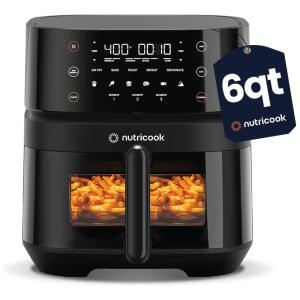 Air Fryer 5.6L com 12 Funções Predefinidas, Cesto Antiaderente, Silencioso e Fácil de Limpar, 110V 1500W, Nutricook, Preta
