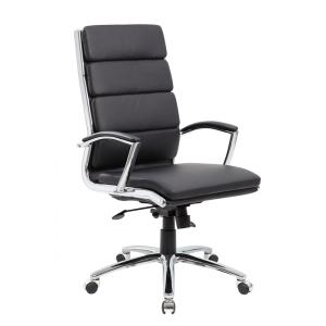 Cadeira executiva CaressoftPlus, tradicional, acabamento em metal cromado, BOSS OFFICE PRODUCTS B9471 BK