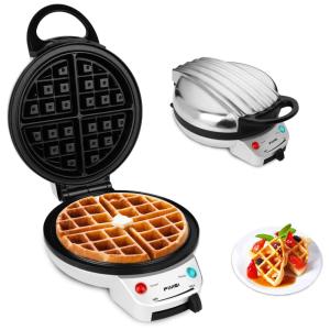 Máquina de Waffles Clássica Antiaderente com Controle de Temperatura, 1000W, 110v, FIMEI SM 1008, Prateado