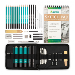 Kit Lápis de Cor Profissional com Estojo 100 peças Tintas Acrílicas, Aquarela, NORBERG LINDEN 4336945587, Preto