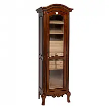 Humidor Armário Quality Importers Humidor Supreme Antique Tower 3000 Charutos Porta de Vidro Cedro Espanhol 183 cm