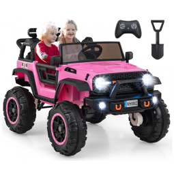 Carro Elétrico Infantil 2 Lugares OLAKIDS Rosa 24V 2WD/4WD Jeep 4x550W Controle Remoto LED Suspensão Música 20" Assento Duplo