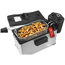 Maxi Matic Fritadeira Elétrica 3L Profissional, Aço Inoxidável, 1500W, 110v, ELITE GOURMET EDF 3500, Prateado