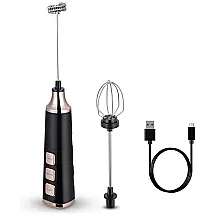 Espumador Elétrico de Leite em Aço Inoxidável, Recarregável USB, AISMILE LW M 3001, Preto