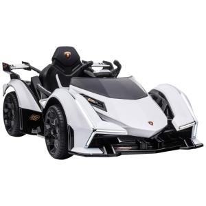 Carro Elétrico LAMBORGHINI 12V Recarregável para Crianças 2 Assentos até 29 kg, Idade Recomendada 3 Branca, AOSOM, Branco
