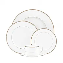 Jogo Individual Kate Spade New York Sugar Pointe 5 Peças Bone China Branco Friso de Platina