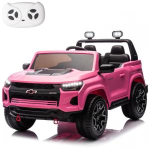 Carro Elétrico Infantil Chevrolet Colorado Licenciado 24V, 2 Lugares, 4WD, Controle Remoto, Música, Alarme, Megafone, Rosa