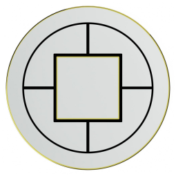 Prato para Bolo de 33 cm com Formato Redondo e Material de Porcelana de Osso Premium, Villeroy Boch, Branco, Preto e Dourado