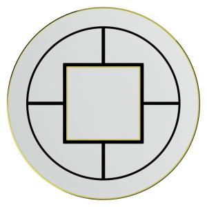 Prato para Bolo de 33 cm com Formato Redondo e Material de Porcelana de Osso Premium, Villeroy Boch, Branco, Preto e Dourado