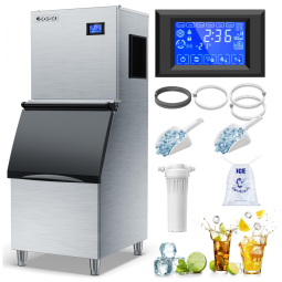 Máquina de Gelo Profissional Produz 158 em 24H com Cubos Transparentes, 110V 650W, Coolski IM350, Prata