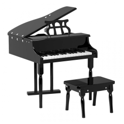 Piano de Cauda Infantil com 30 Teclas, Suporte para Partitura e Banco, HONEY JOY, Preto