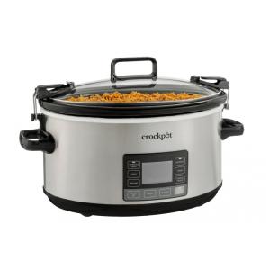Panela Elétrica Multifuncional 7L Portátil com Temporizador e Tampa de Travamento, 110V 1500W, Crock Pot, Prata