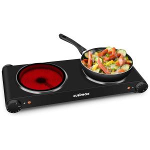 Cooktop Elétrico de Bancada com 2 Queimadores Infravermelho, 110V 1800W, Cusimax, Preto