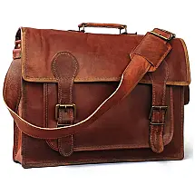Bolsa Maleta de Couro Unissex para Laptop, CUERO, Marrom