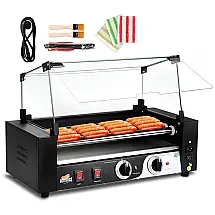 Máquina de Hot Dog com 5 Rolos Antiaderentes até 12 Salsichas por Vez, 110V 1000W, LIANQIAN, Laranja