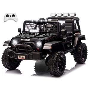 Carro Elétrico Infantil Sopbost Preto 24V 2 Lugares 4 Motores 4WD Pneus EVA Controle Bluetooth LED Off-Road