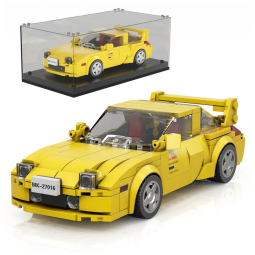 Kit de Construção Carro Initial D RX-7 Mazda com 329 Peças e Vitrine de Acrílico para Crianças Acima de 8 Anos, Mold King, Amarelo