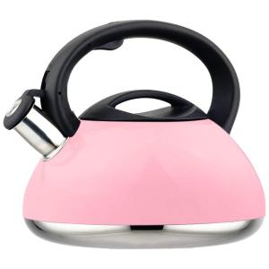 HausRoland Tea Kettle Stainless Steel Whistling 3.2 Quart Stove Top Induction Modern Candy Color Kettle Teapot GS 04015A 734B, Pink