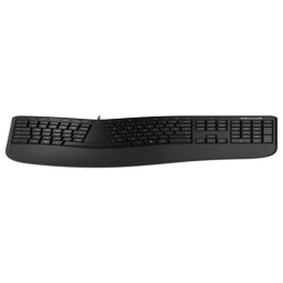 Microsoft LXN 00004 Teclado Ergonômico Dividido com Fio Recarregável Reduz a Tensão das Mãos com Descanso de Pulso, Preto