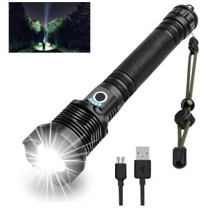 Bud K LC 122 Lanterna LED Portátil Recarregável 92000 LM, IPX4 a Prova dÁgua, Preta