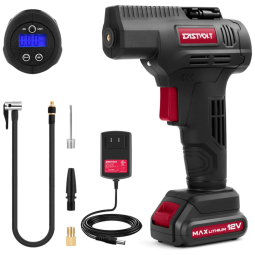 Compressor de Ar Portátil com Bateria Recaregável, 150PSI, 12V, EASTVOLT FF 02, Preto