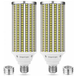 Lâmpada LED tipo corn DragonLight 120W, 14.400 lúmens, luz branca 5000K, base E26/E39, uso interno e externo, pacote com 2, 110V