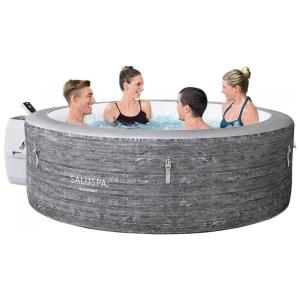 Spa Inflável para 4 a 6 Pessoas com 140 Jatos e Sistema de Água Filtrada e Aquecida, Bestway, Cinza