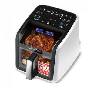 Fritadeira Elétrica Air Fryer Gourmia Branca 6,6L Janela Panorâmica 12 Programas FryForce 360 1500W 110V