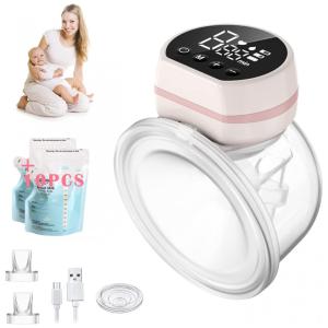 Bomba Tira Leite Única Elétrica Recarregável com Painel Digital 3 Modos e 9 Níveis de Sucção, SONKOLORO, Rosa