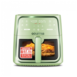 Fritadeira Elétrica Air Fryer Gourmia Verde 7,6L Janela com Luz 8 Programas FryForce 360 1700W 110V