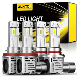 Kit Xenon Lâmpadas LED Branca 12000 Lumens 6500K, 9005, H11, 4 Peças, AUXITO, Prateado