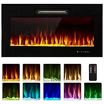 Lareira Elétrica de Embutir A48x91L, com Controle Remoto e Luz de LED, 1500W, 110v, HOMEDEX, Preto