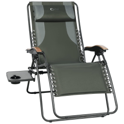 Cadeira Reclinável Ajustável Gravidade Zero com Apoio de Cabeça e Porta Copos, PORTAL, Verde